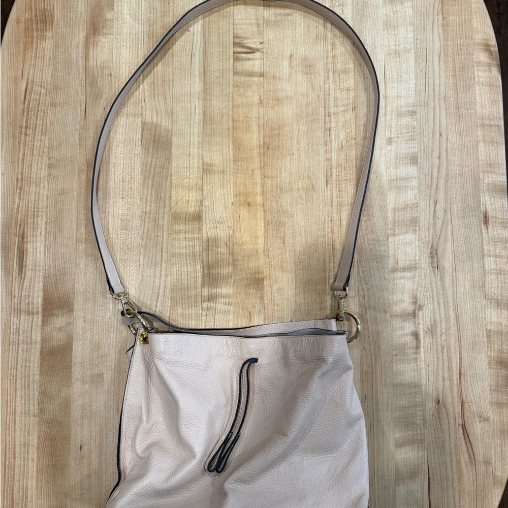 Convertible Cream Pebbled Leather Shoulder Bag